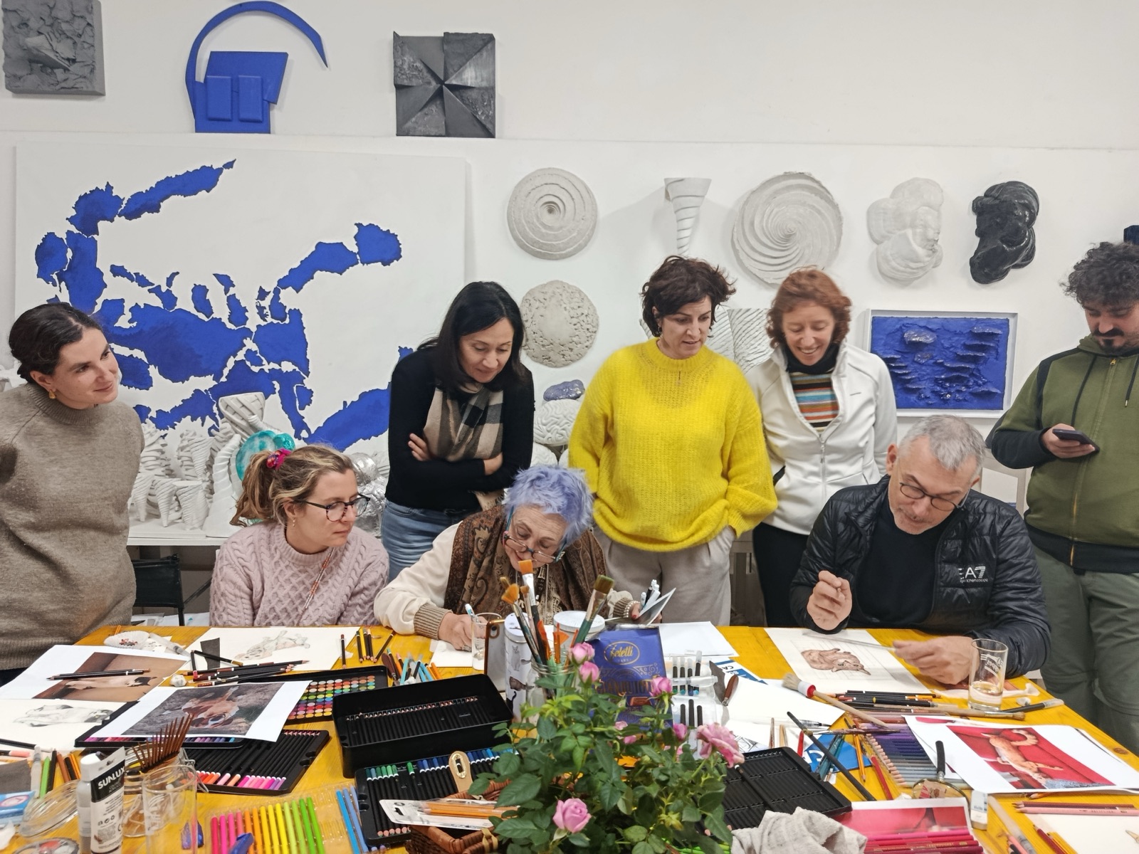 A group of participants at work during a corporate workshop