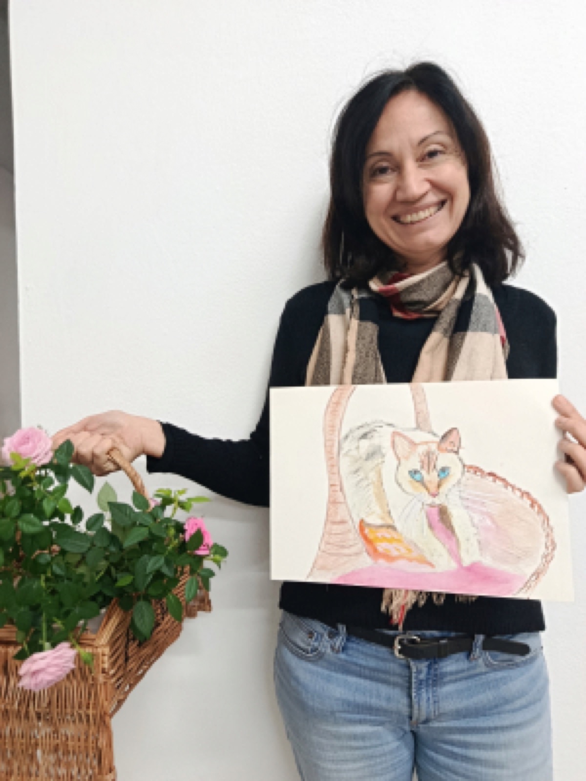 Studio portrait, with a piece made during a workshop