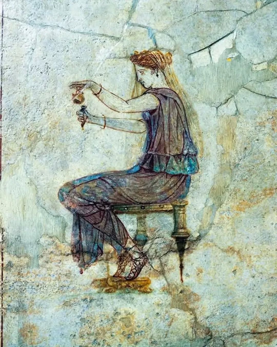 Fresco: a figure pouring a scented essence